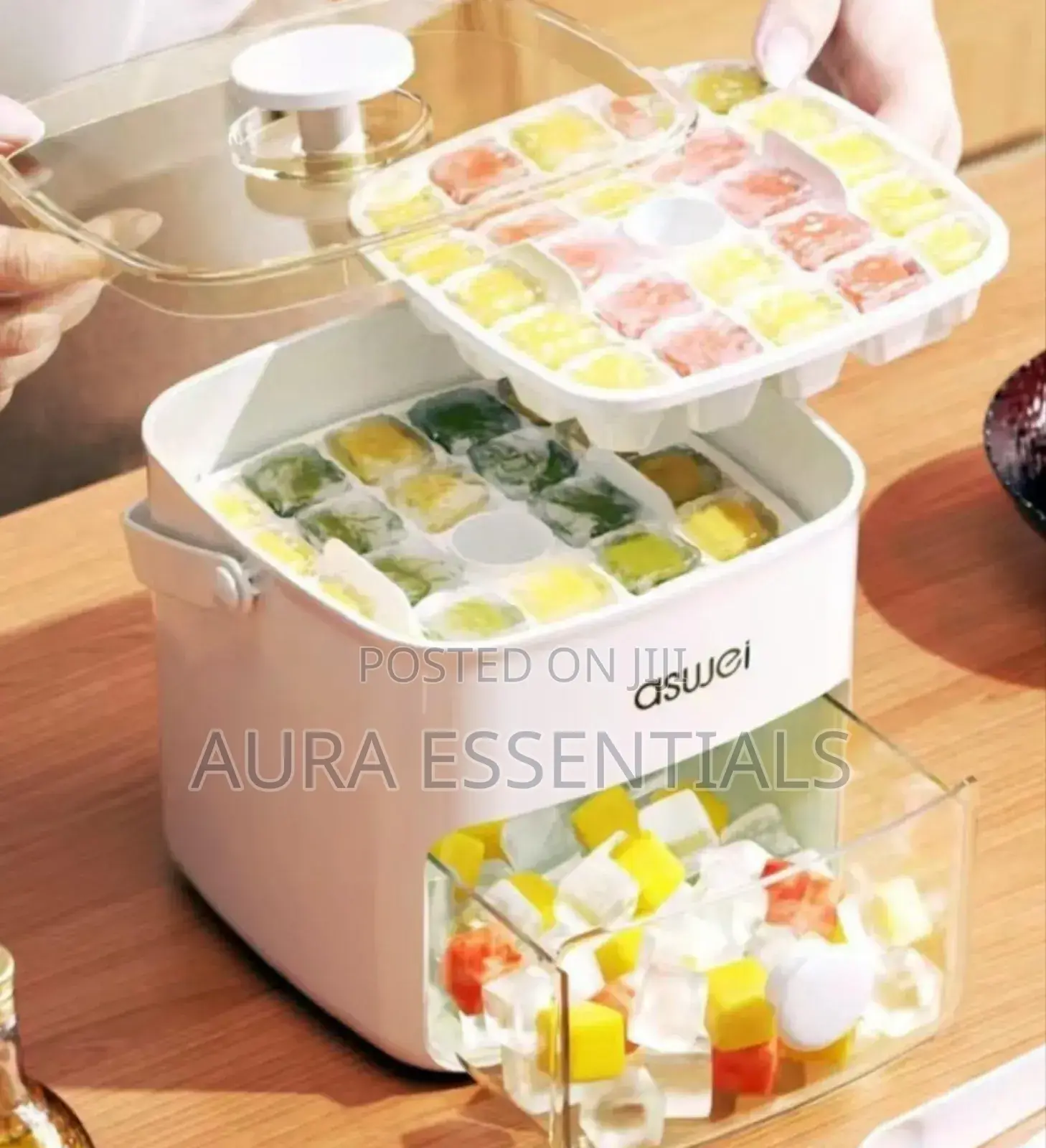 Aswei Portable Ice Cube Maker and Storage Box