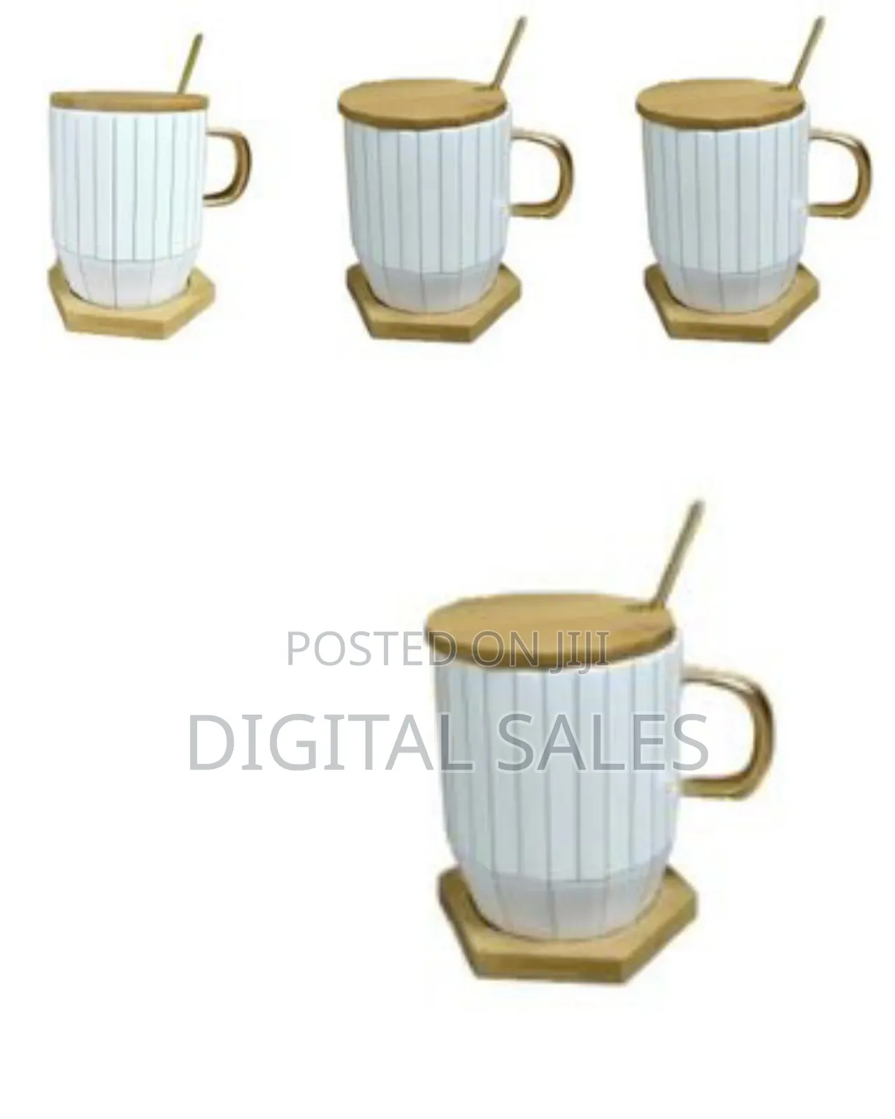 Portable Breakfast Coffee Mug, Tea Cup Gift Set With Gold Spoon