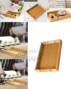 3 Piece Portable Rectangular Fruit Bamboo Servin Tray