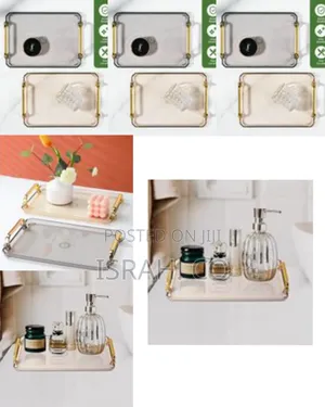 16 Inches Acrylic Serving Tray Handles Decorative Coffee Table Tray
