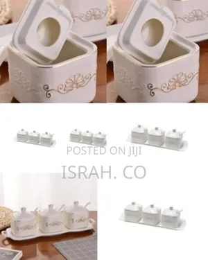 3 PCS Ceramics Condiment Jar, 10oz Sugar Bowl Porcelain Spice Pots.