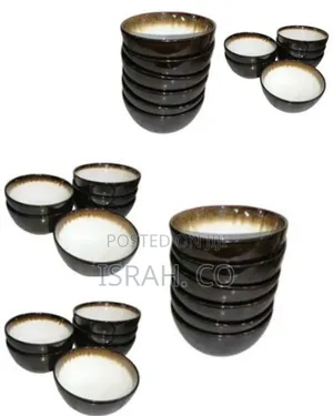6 Piece Brown Lined Stoneware Grain Bowls Kitchen Set