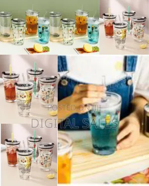 450ml Reusable Smoothie Cup, Glass Shake Tumbler