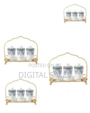 Life Smile 3 Piece Ceramic Sugar Bowl Coffee Tea Canister .