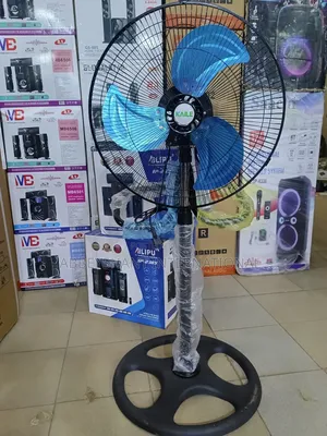 Kaile Brand Pedestal Standing Fan With Blue Blades.