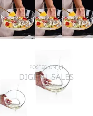 2 Piece Style Transparent Glass Bowl Set Fruit and Vegetable Salad .