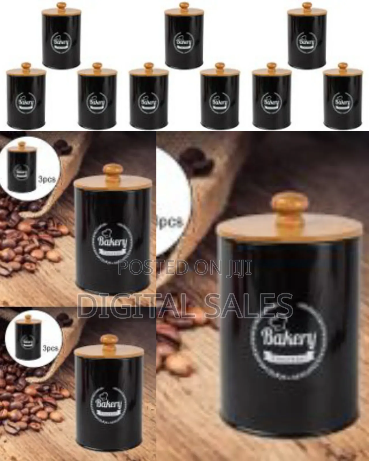 3 Piece Tea Sugar Coffee Canister Sealed Jar Storage Container