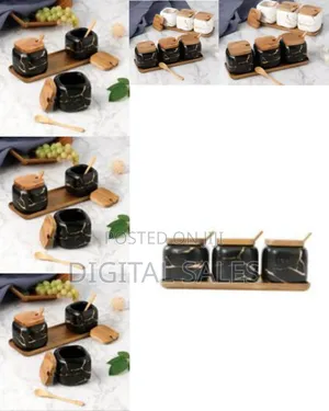 Spice Jars Set Marble Seasoning Box 3pcs Condiment Pots for Salt Sugar