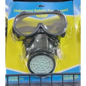 An Industrial Chemical Respirator Mask With Safety Goggles.