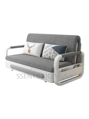Sofa Bed 1.28m 5by7 Grey Linen -Double-Seater 3-Seater Foldable