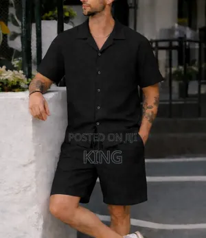 Linen Mens Linen Outfits Casual Button Down Shirt and Short