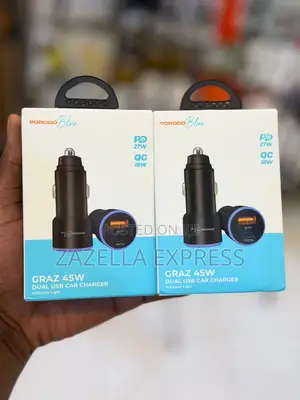 Porodo Blue Graz 45w Dual Usb Car Charger With Type C