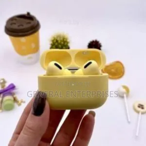 Pair of Yellow-Colored Wireless Earbuds