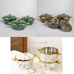 3-Piece Luxury Marble-Patterned Insulated Serving Casserole Set
