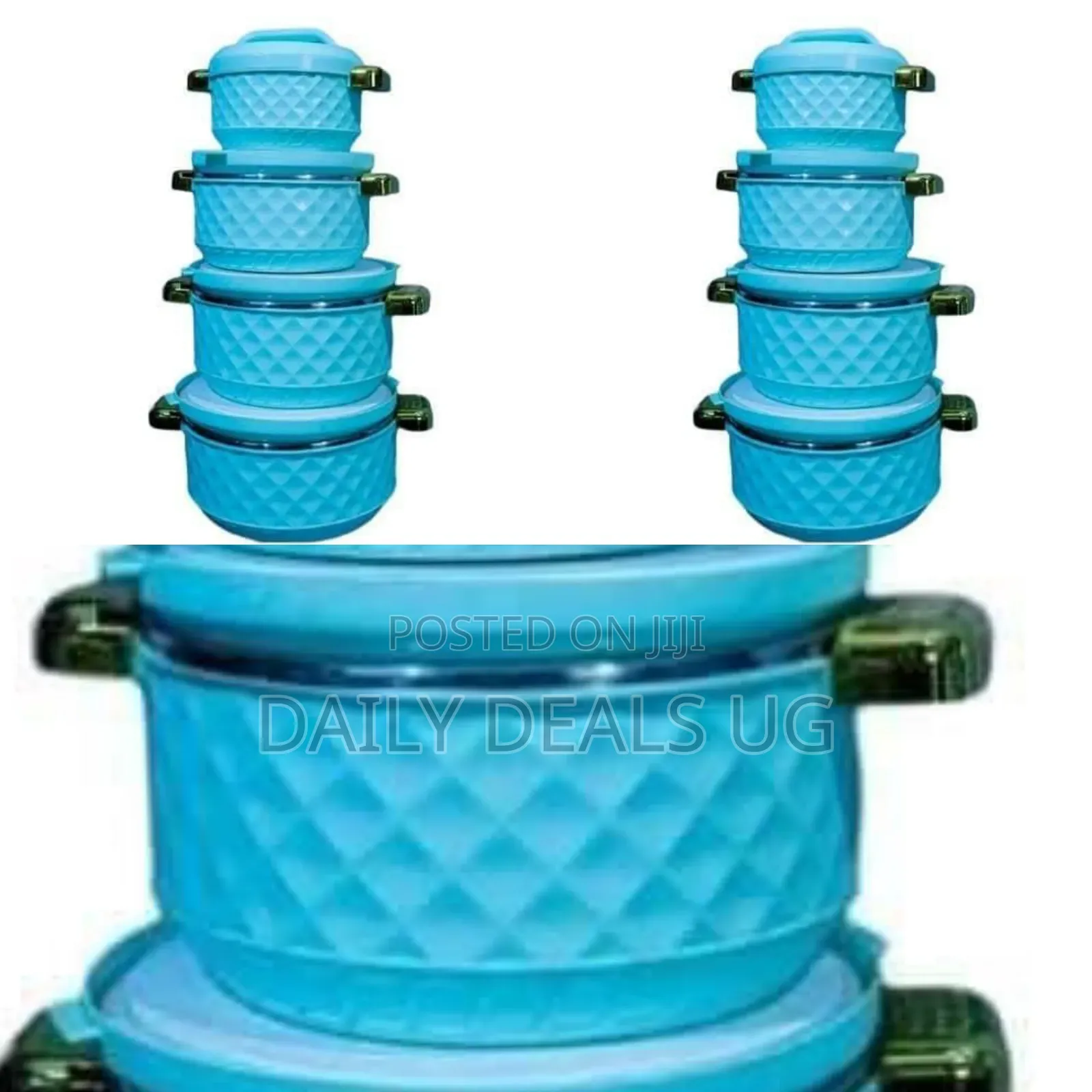 Insulated Hot Pot Casserole Set With Diamond Texture - Multicolor