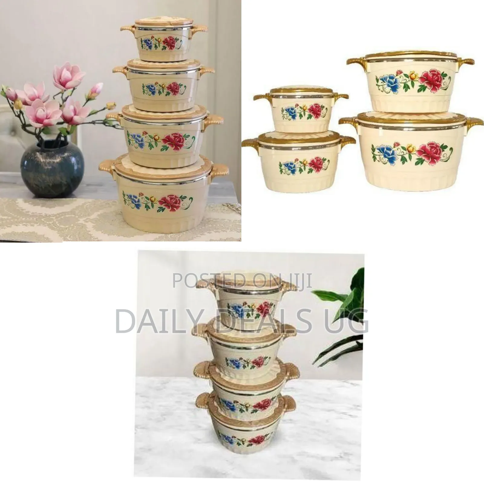Premium Insulated Food Warmer Casserole Set With Floral Design