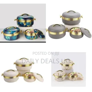 Premium Marble-Patterned Insulated Casserole Set With Metallic Trim