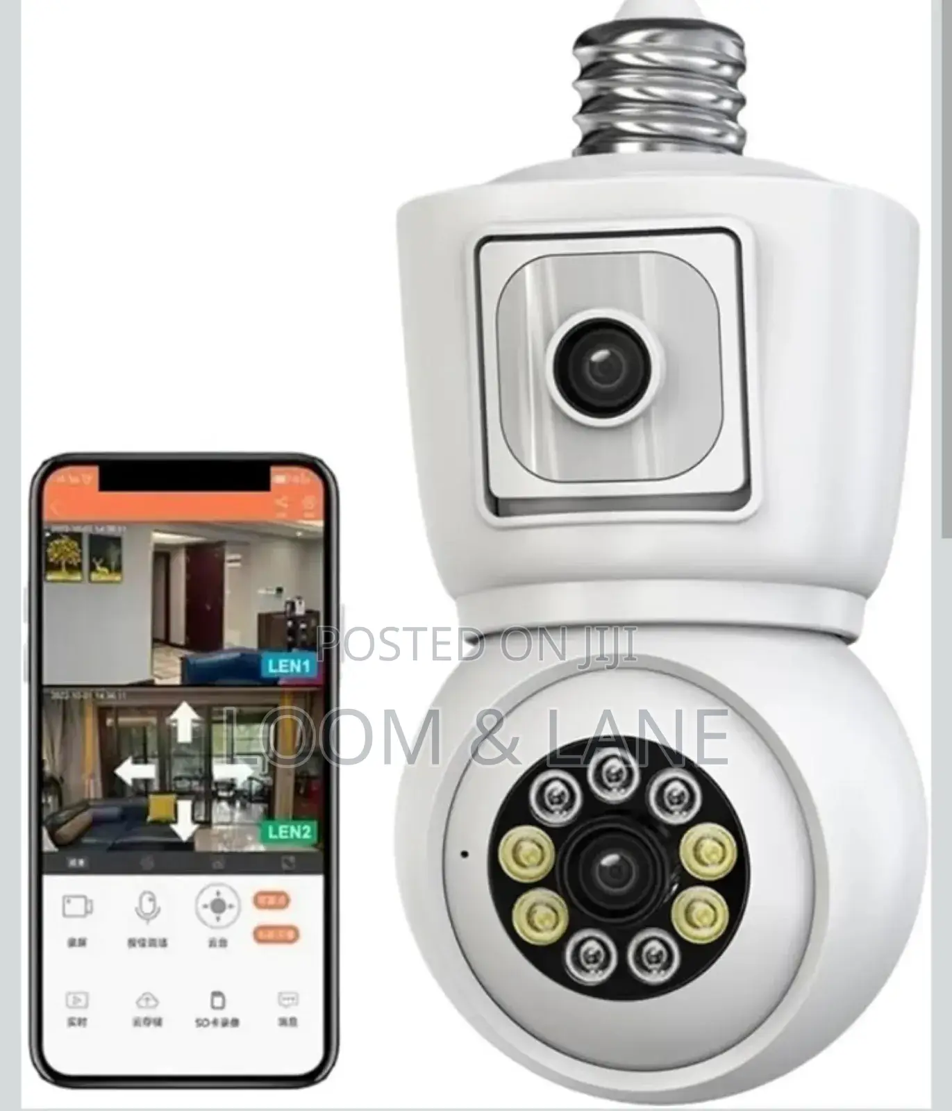 Dual-Lens Light Bulb Security Camera