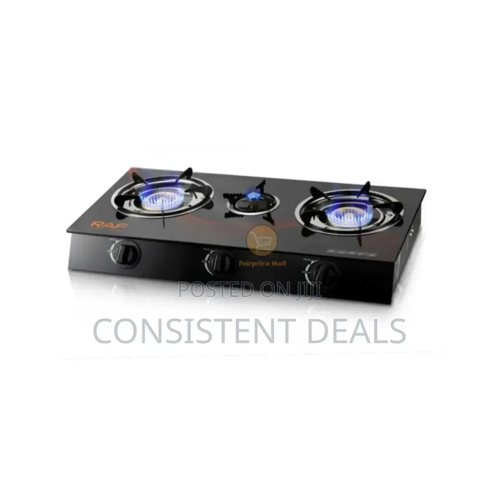 Raf  3 Burner Glass Top Gas Stove