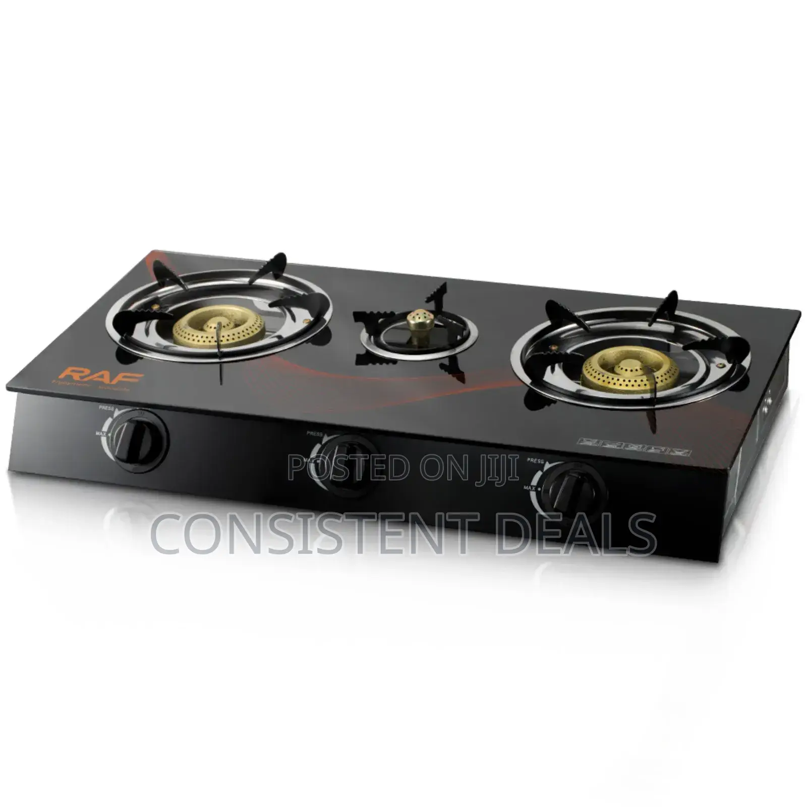Raf  3 Burner Glass Top Gas Stove