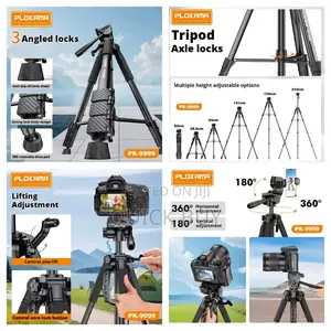 Plokama Heavy-Duty Camera Tripod With Mobile Phone Holder