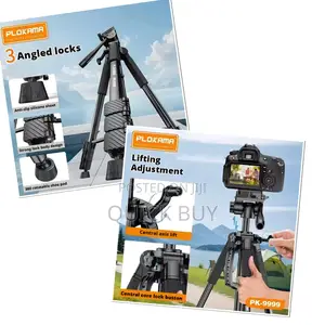 Plokama Heavy-Duty Camera Tripod With Mobile Phone Holder