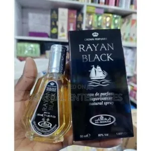 Bottle of Rayan Black Eau De Parfum Spray by Al-Rehab.