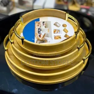 Three Round Bamboo Serving Trays