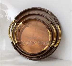 3-Piece Set of Round Bamboo Food Serving Trays