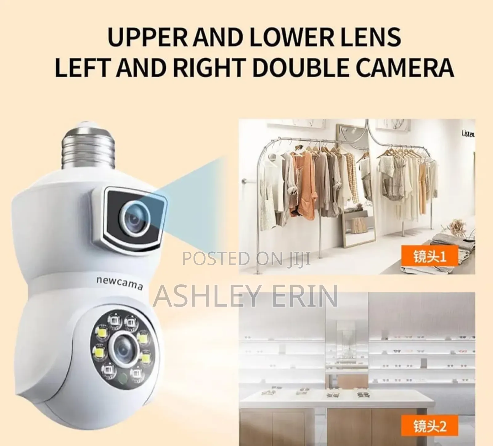 Dual-Lens Light Bulb Security Camera.