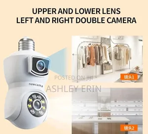 Dual-Lens Light Bulb Security Camera.