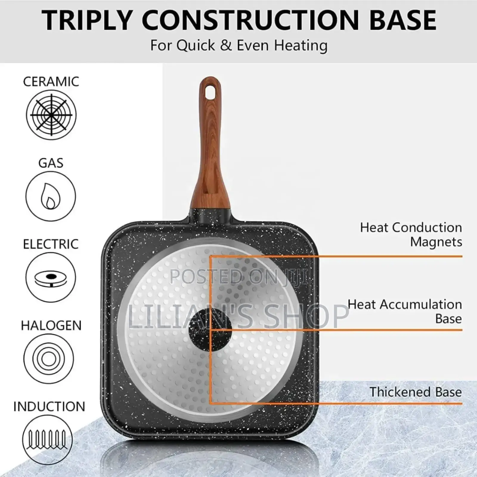 3-in-1 Aluminum Non-Stick Divided Breakfast Frying Pan