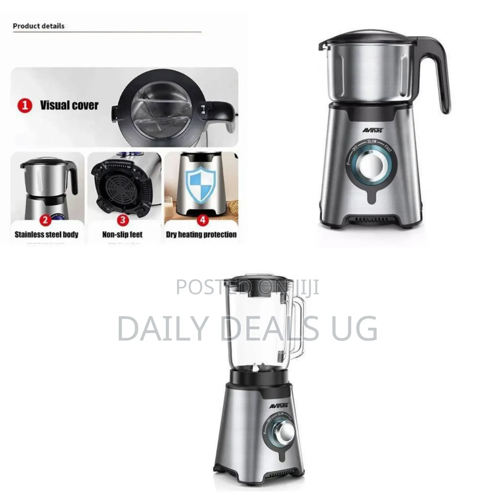 Avinas Multifunction Food Processor and Blender System - Multicolor
