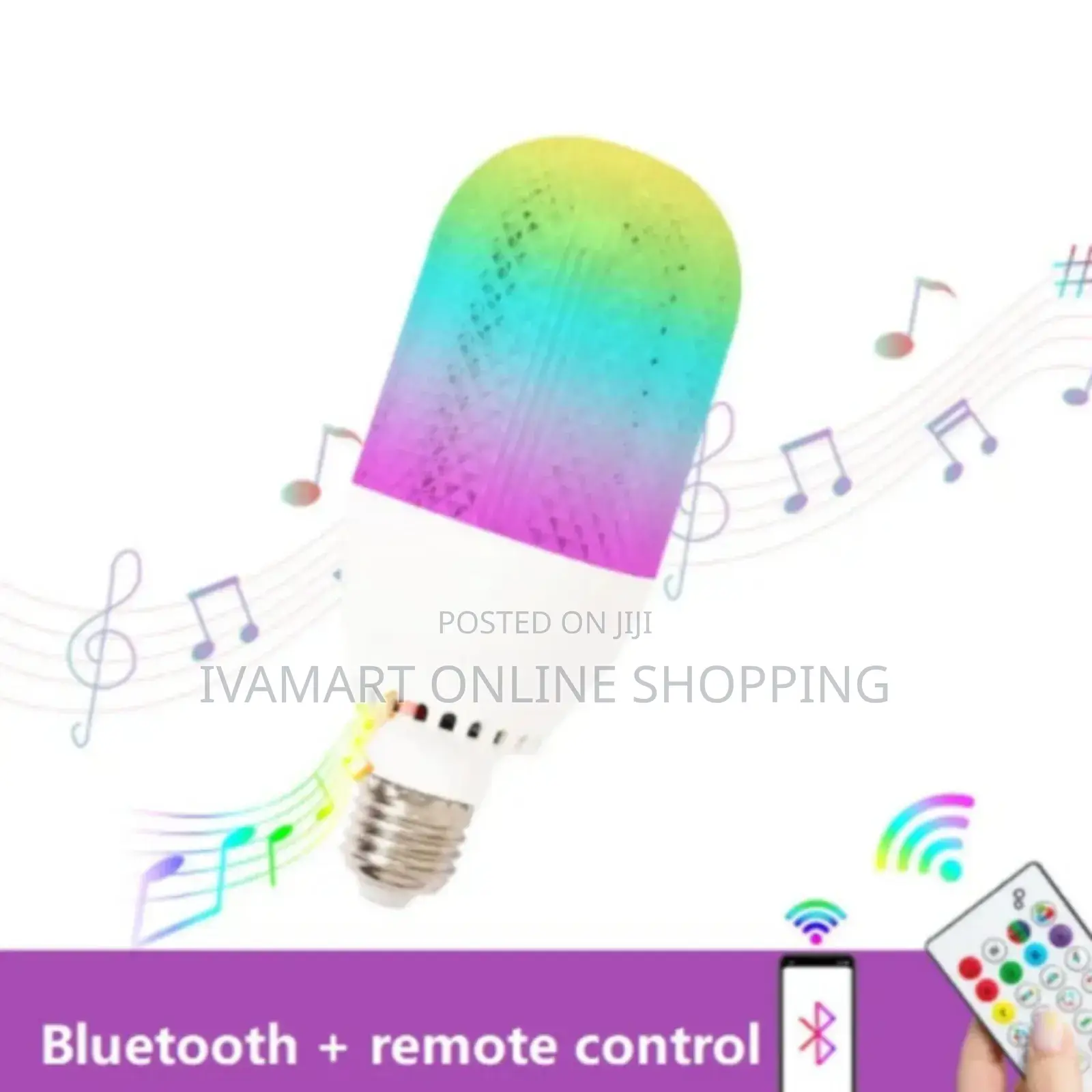 2 in 1 Bluetooth Music Led Light Bulb - Remote Control, RGB Lights