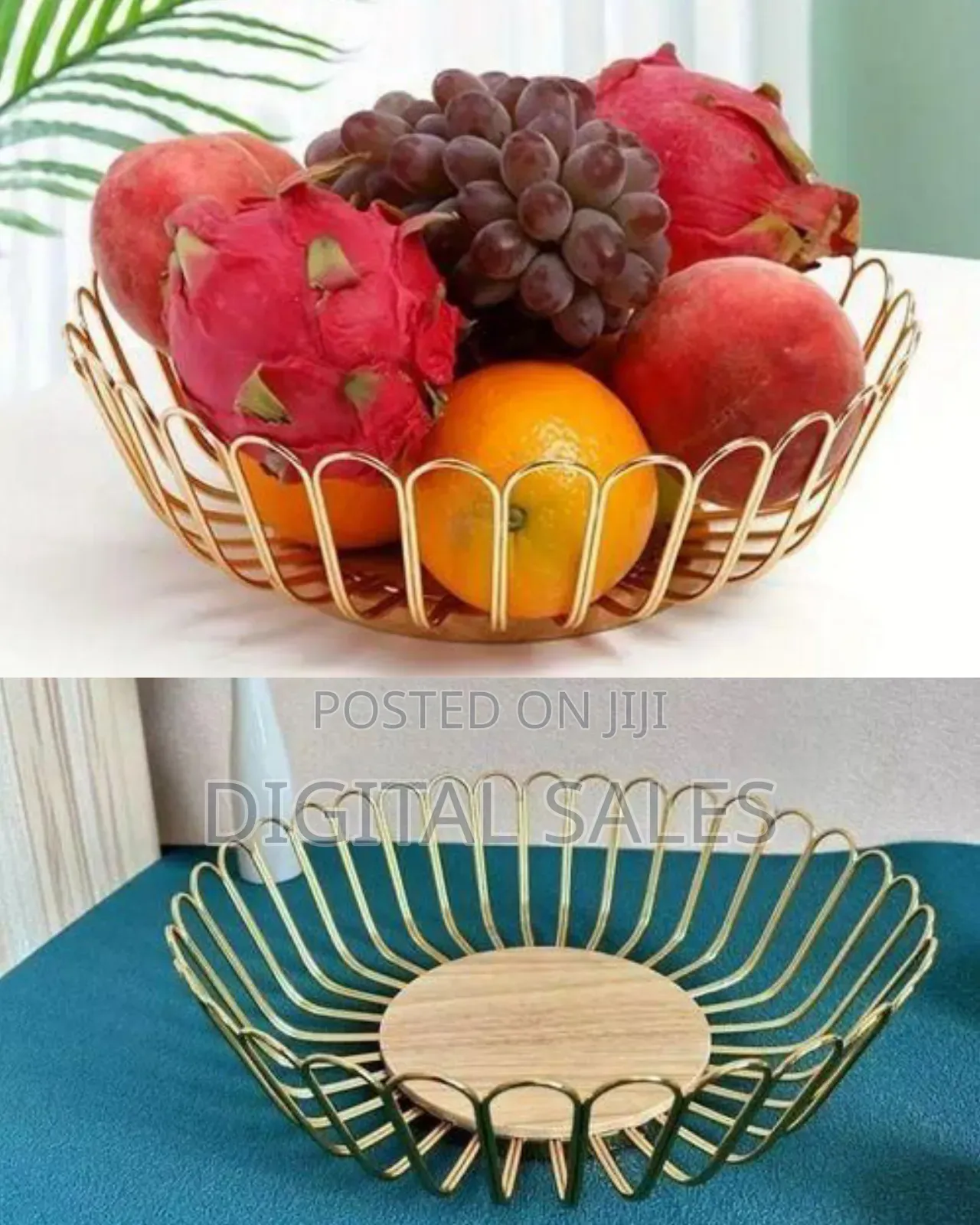 Modern Gold Wire Decorative Fruit Bowl / Serving Basket