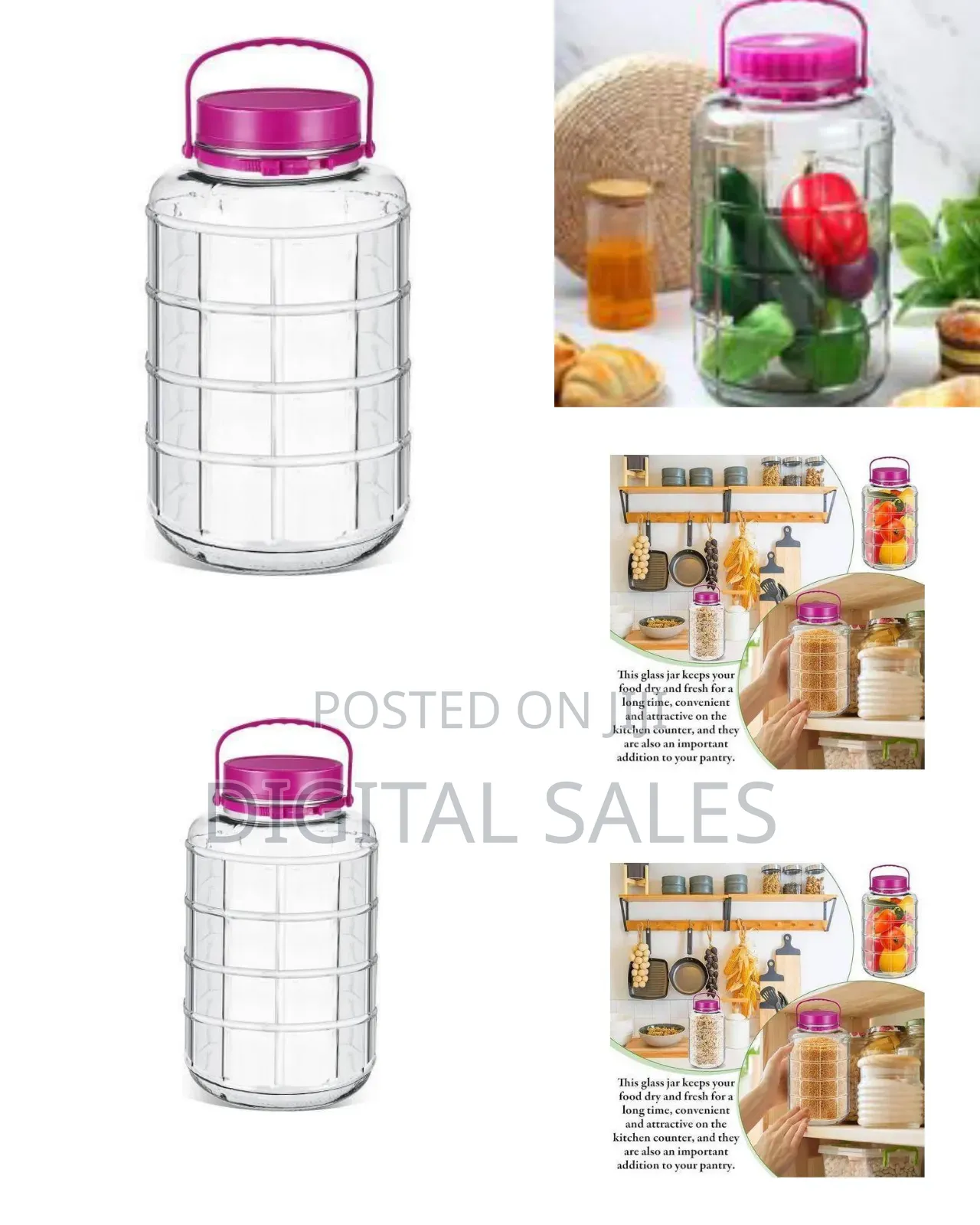 Large Glass Storage Jar / Demijohn With Handle