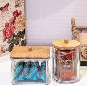 3 Pieces Set of Acrylic Storage Jars With Airtight Bamboo Lids