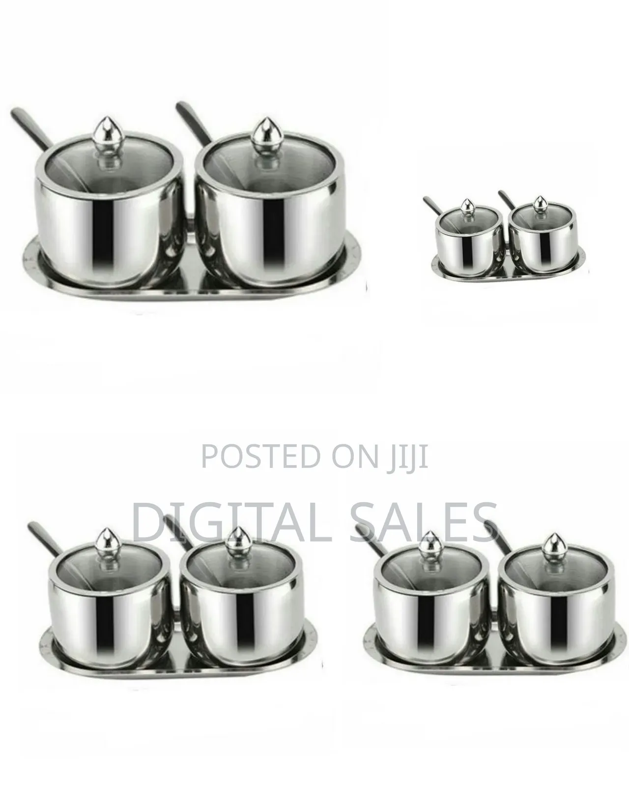 Stainless Steel Spice/Condiment Jar 2-Piece Set With Tray