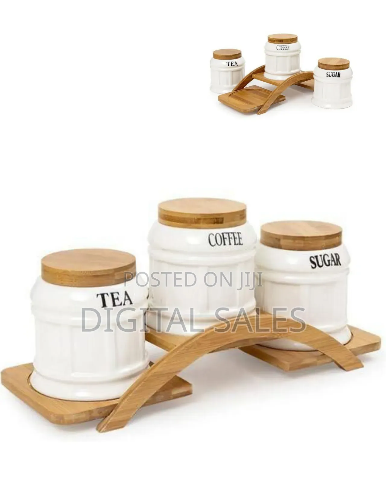 Elegant Ceramic Canister Set With Bamboo Stand