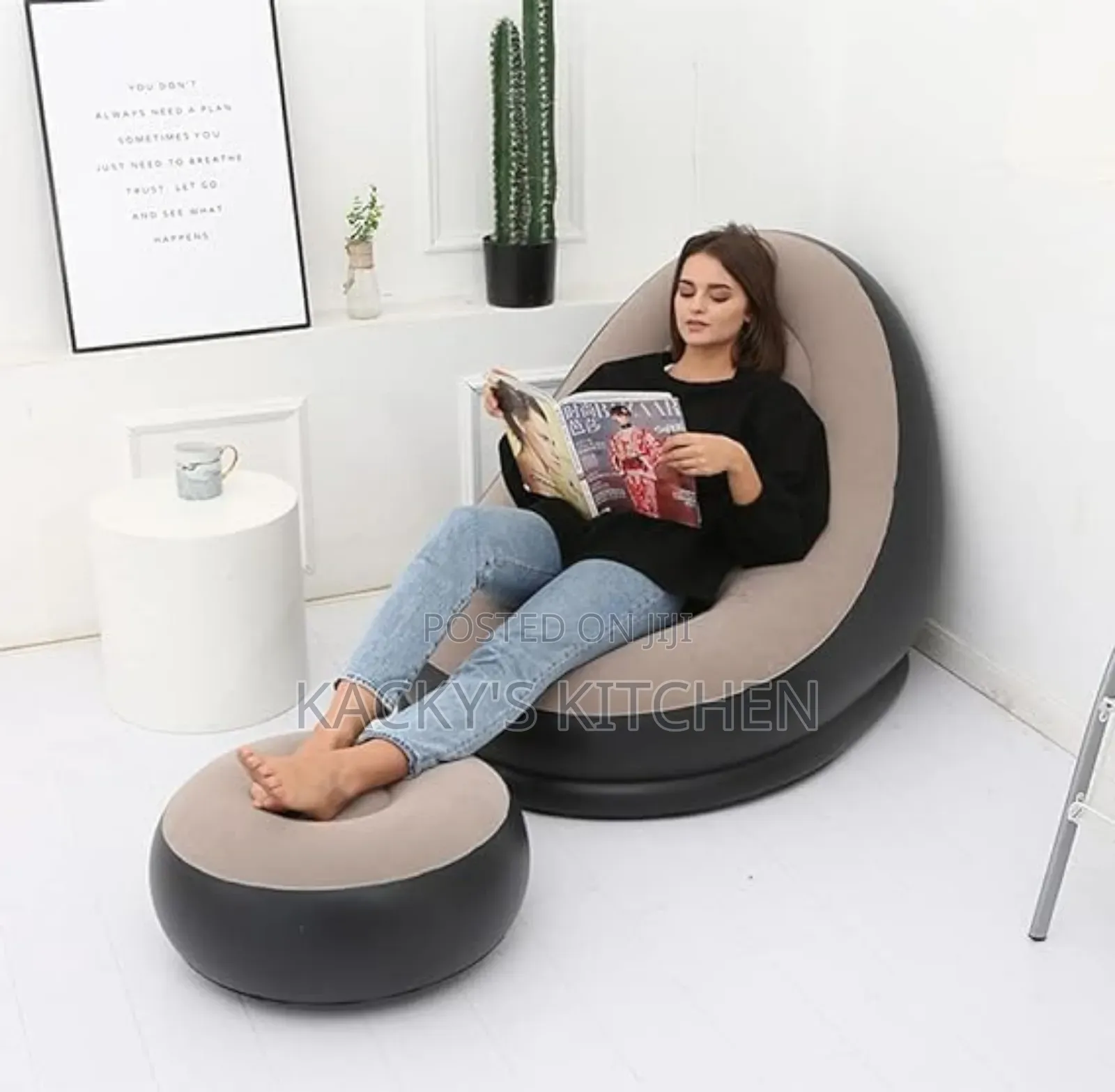 This Is an Inflatable Sofa and Footstool Set