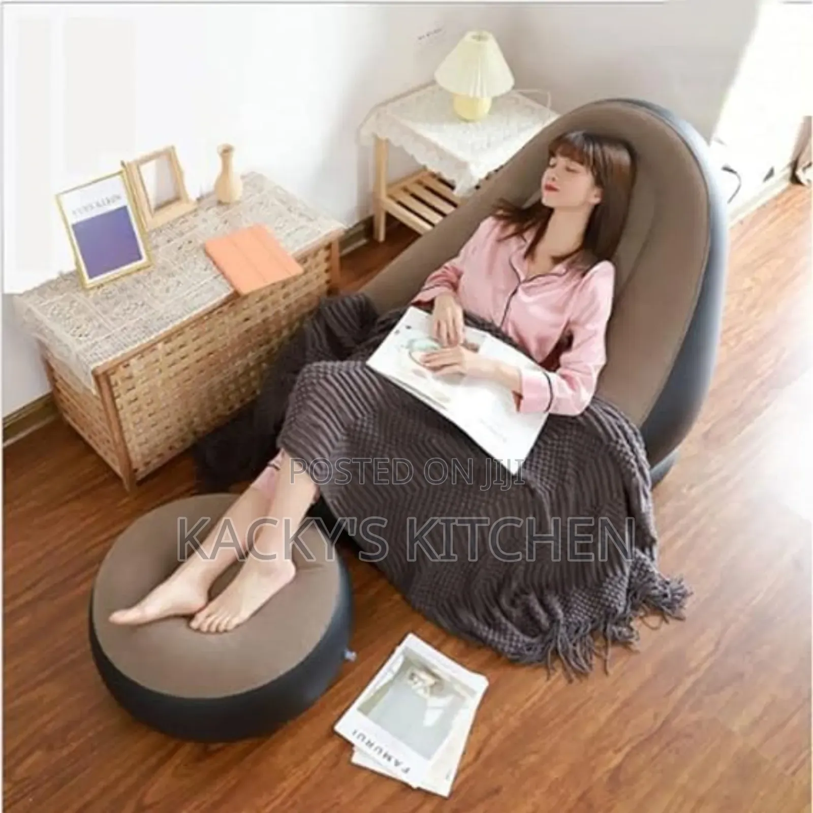This Is an Inflatable Sofa and Footstool Set