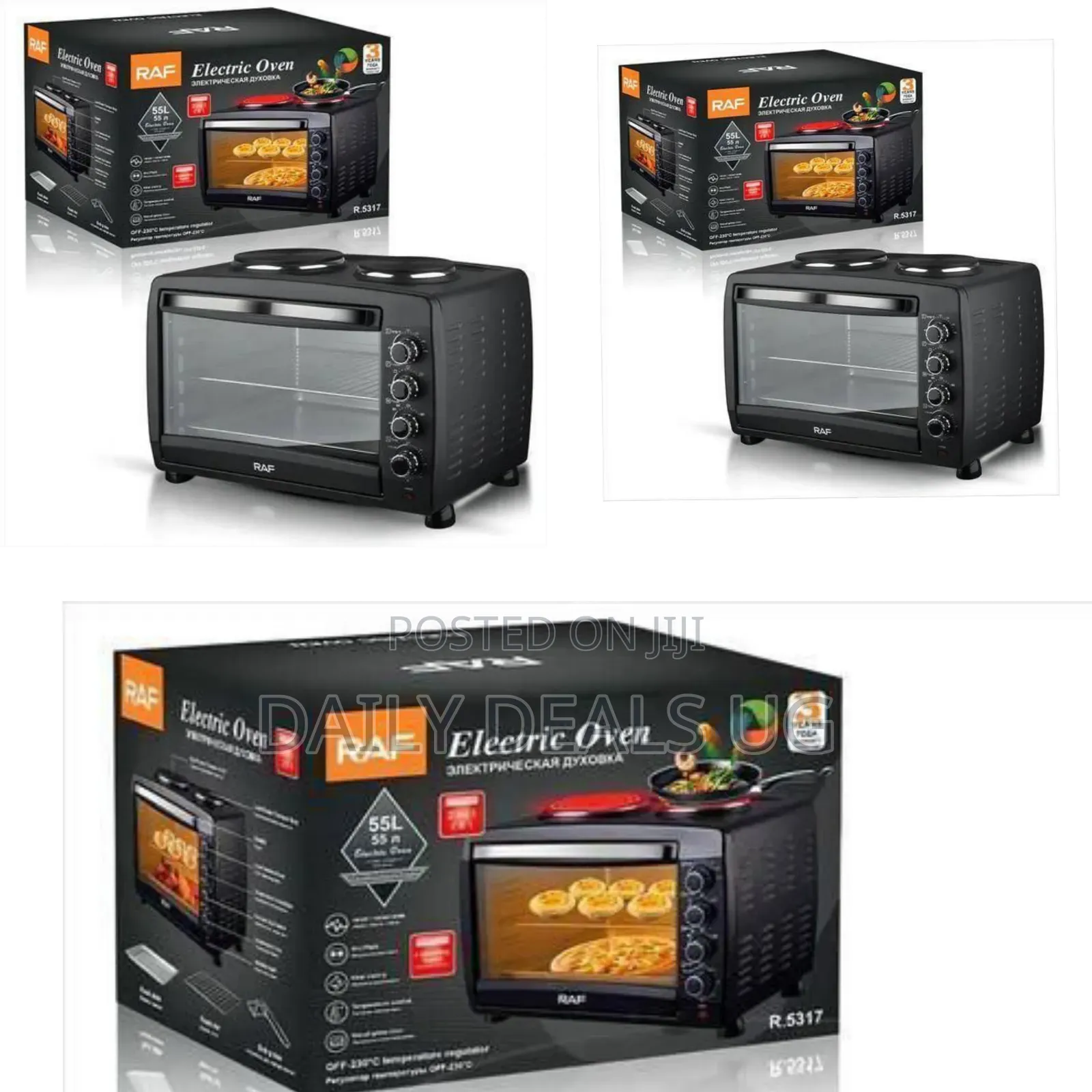 Raf Versatile Electric Oven and Dual Hot Plate Cooktop (55l Capacity)