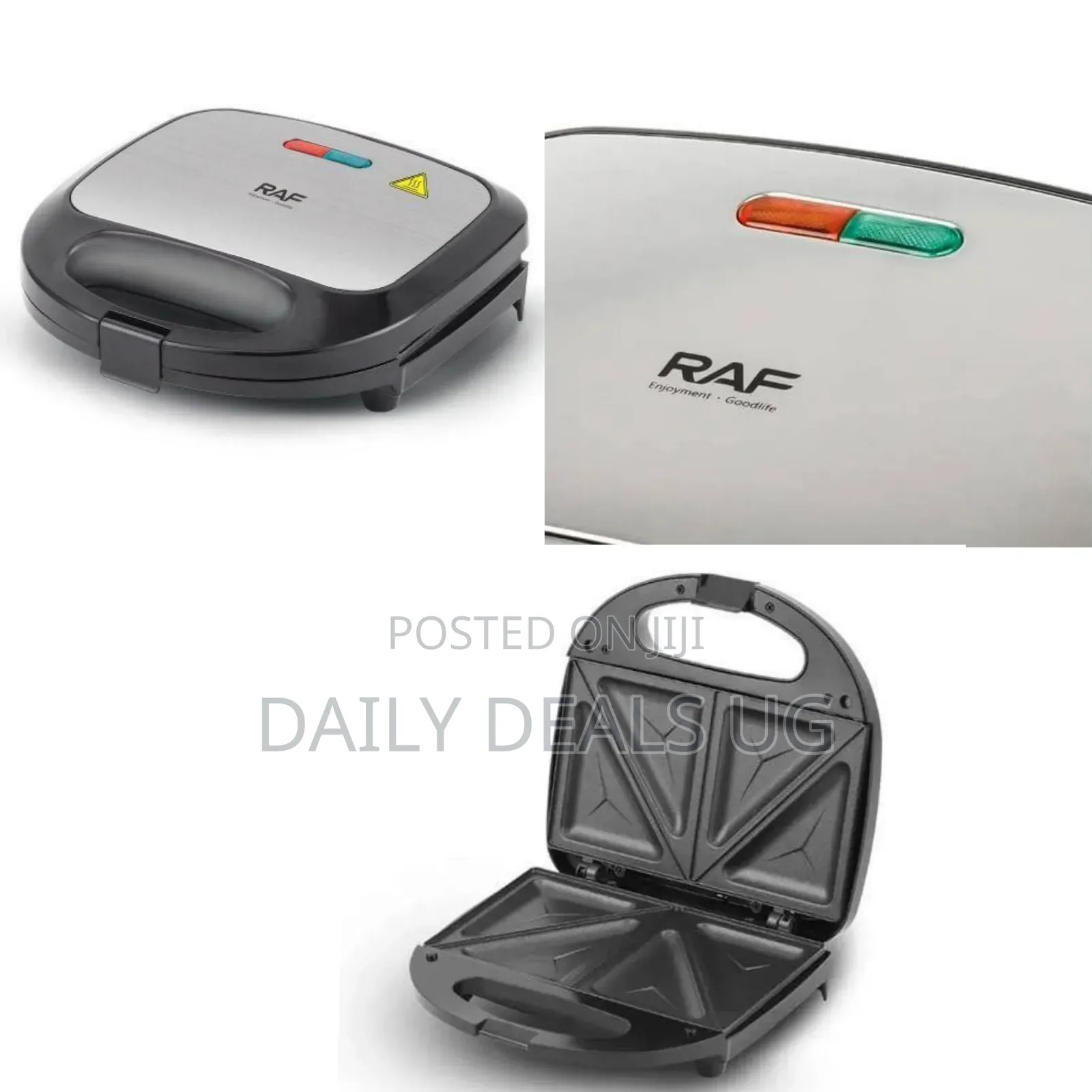 Raf 2-Slice Electric Sandwich Maker With Non-Stick Plates - Multicolor