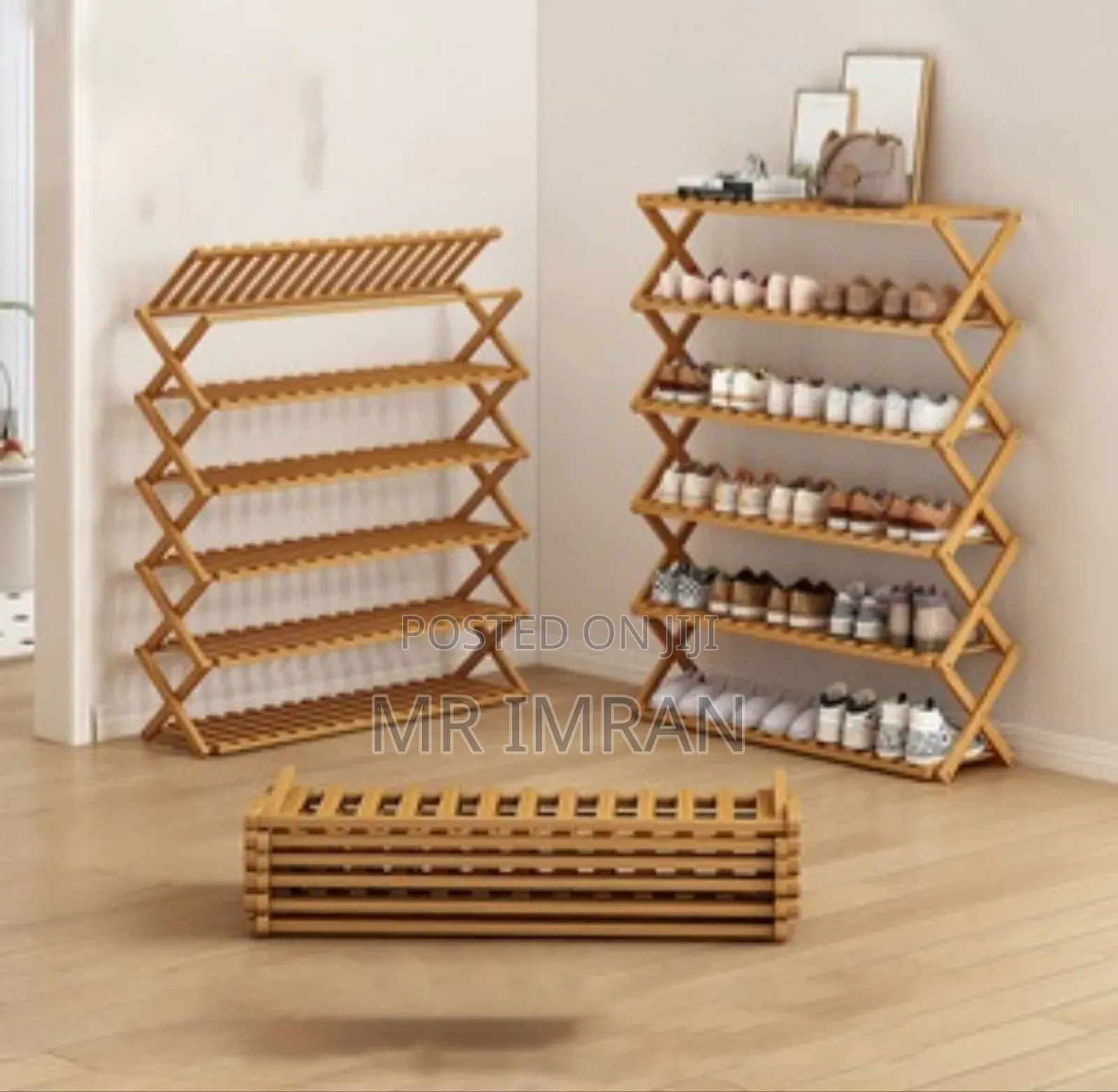 Folding Bamboo Shoe Rack Organizer