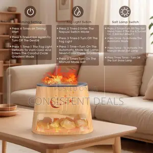 Aroma Diffuser And Salt Lamp 2 In 1 Flame Effect Diffuser With 260ml