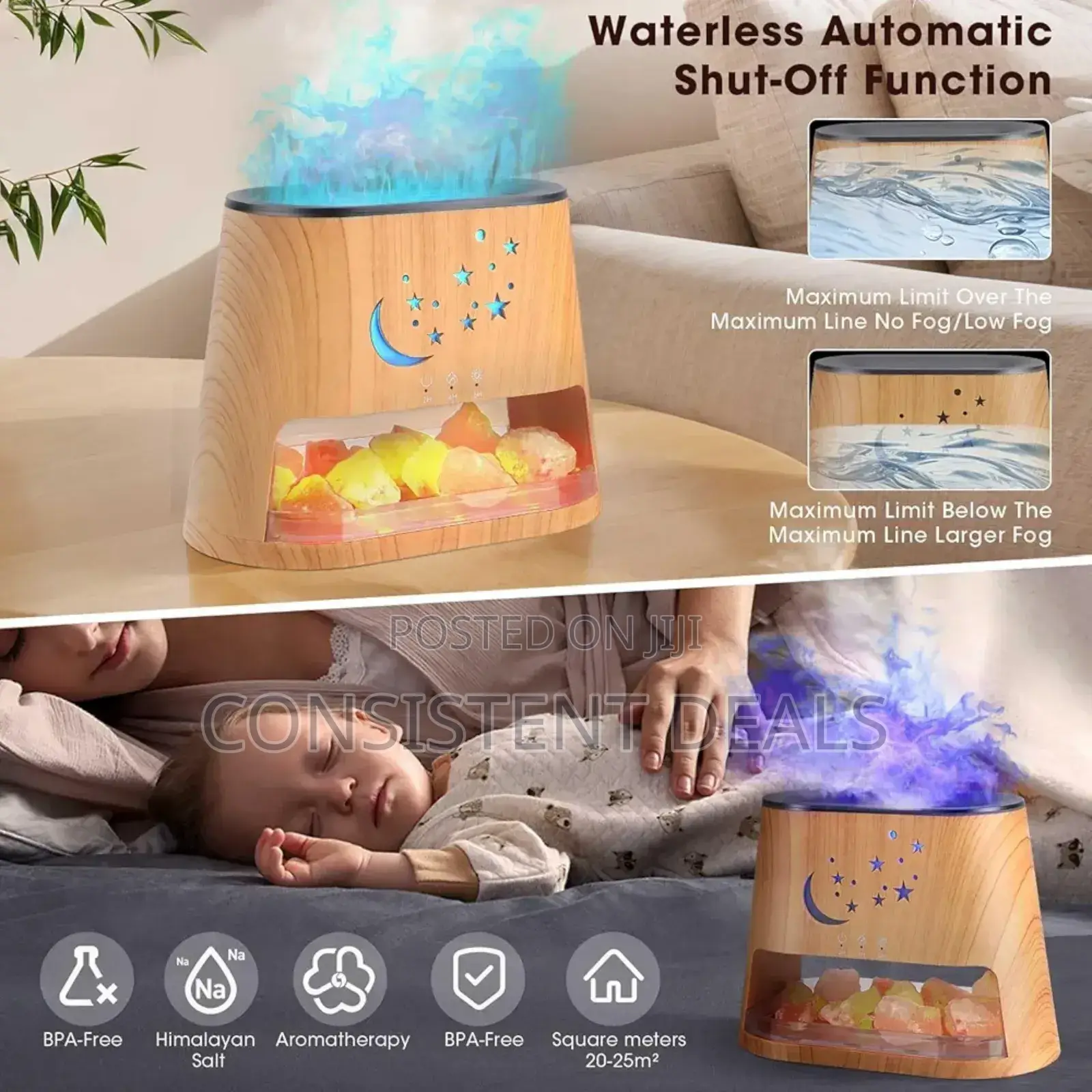 Aroma Diffuser And Salt Lamp 2 In 1 Flame Effect Diffuser With 260ml