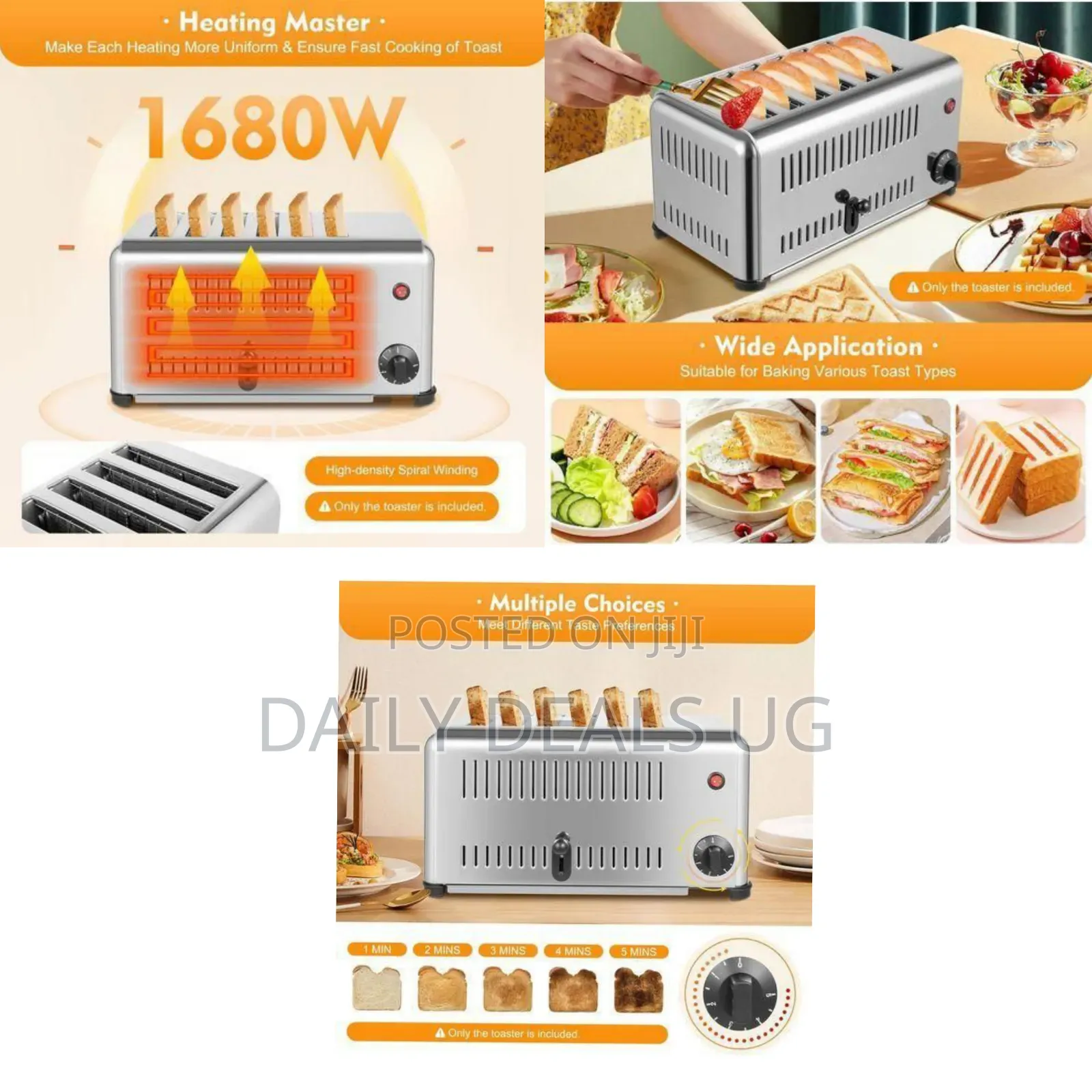 High-Capacity Stainless Steel Toaster - Multicolor