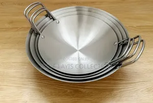 4pc Set of Stainless Steel Woks or Frying Pans,