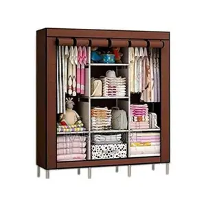 3 Column Cloth Frame Wardrobe