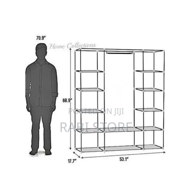 3 Column Cloth Frame Wardrobe